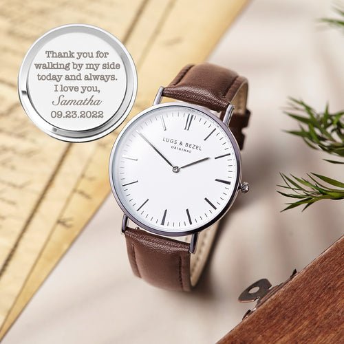 Personalized Mens Watch, Engraved Watch Gift for Boyfriend Husband - LumiHome